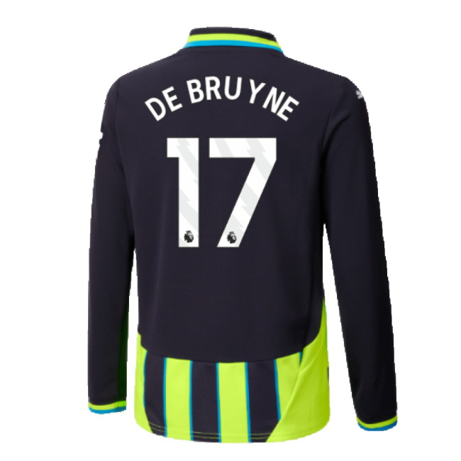 2024-2025 Man City Away Long Sleeve Shirt (Kids) (De Bruyne 17)