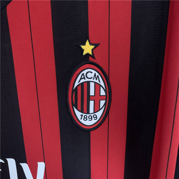 AC Milan 1314 Retro Home Long Sleeve Shirt - Official Replica 8913