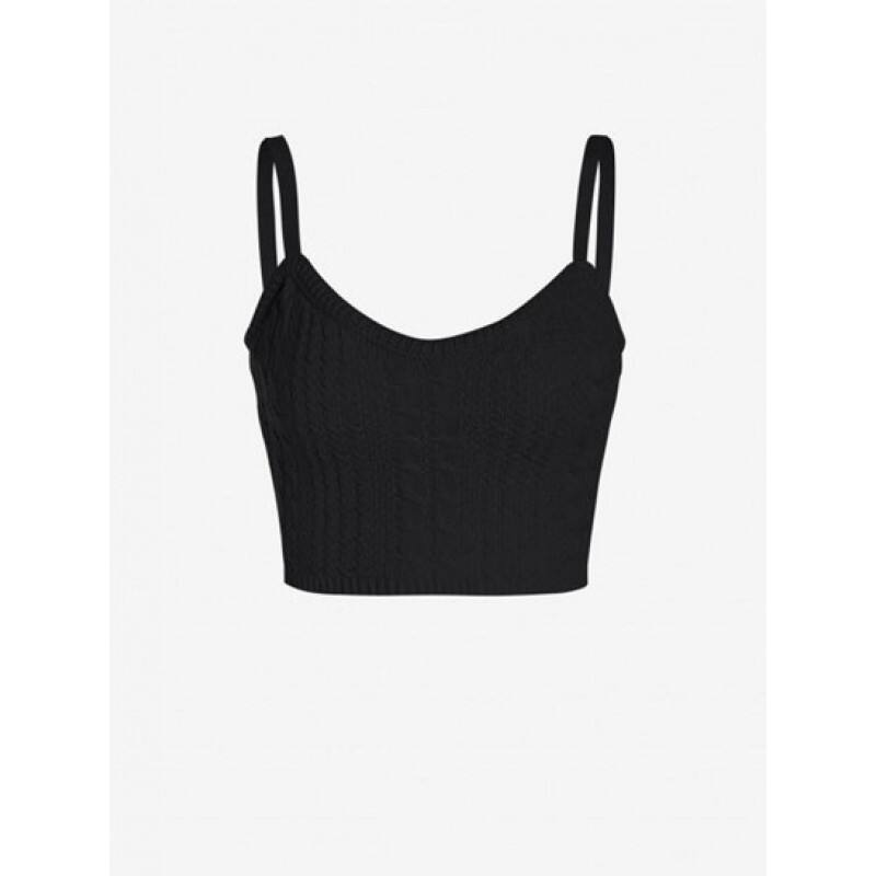 Sleeveless Solid Color Knit Crop Top RB0611