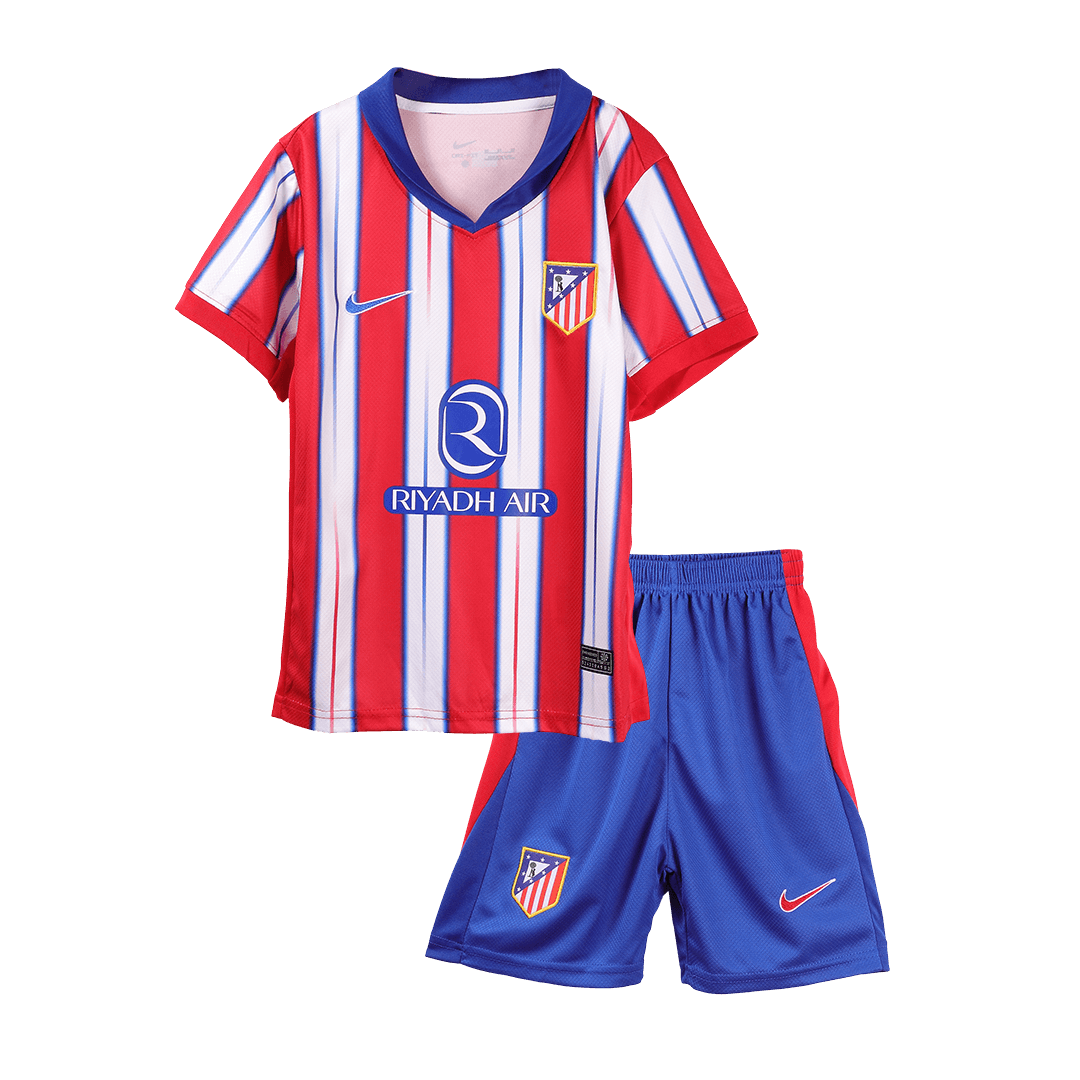 Kid's Atletico Madrid Home Soccer Jersey Kit(Jersey+Shorts) 2024/25Aut