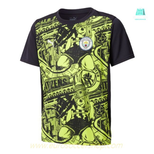 2024-2025 Man City Pre-Match Shirt (Yellow Glow) - Kids (Marmoush 7)