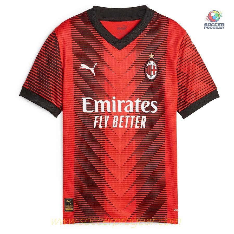AC Milan Youthren's Home Football Team Jersey 2023 2024