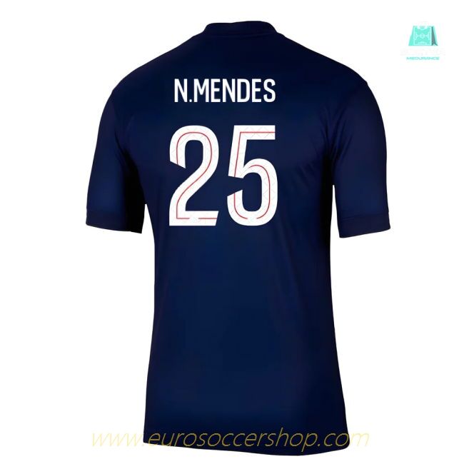 2025-2026 PSG Paris Saint Germain Home Shirt (N.Mendes 25)