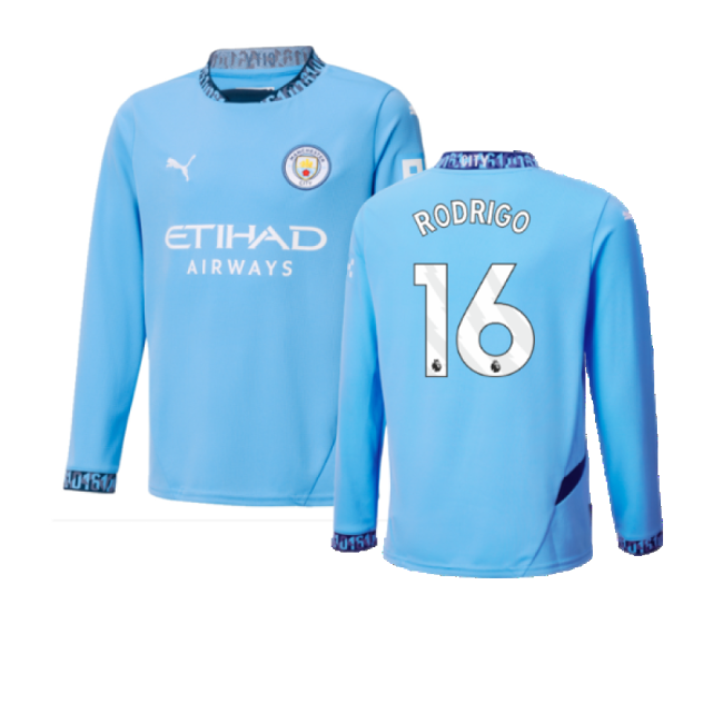 Original Man City Rodrigo 16 2024 2024-2025 Man City Home Long Slee...