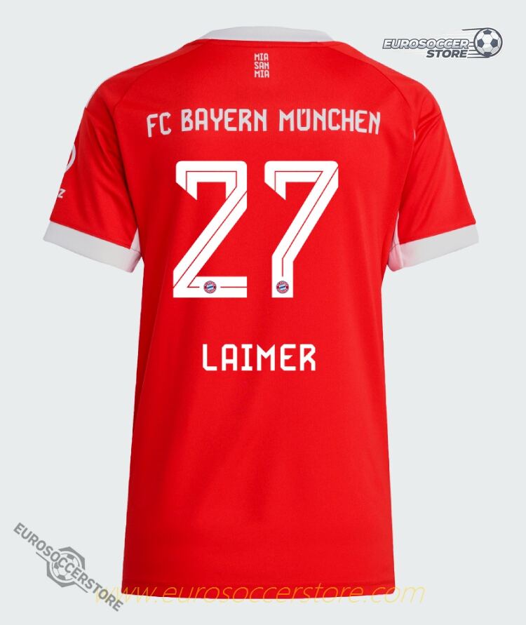 Bayern Munich Home Jersey 25-26 for Women, featuring Laimer 27