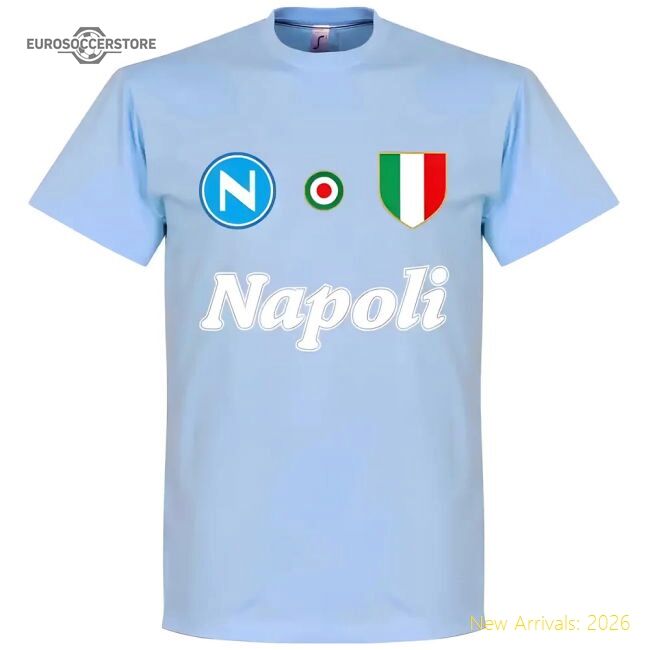 Luxury Napoli Fc Maradona 10 Team Casual Tee - Sky - Fan Collection