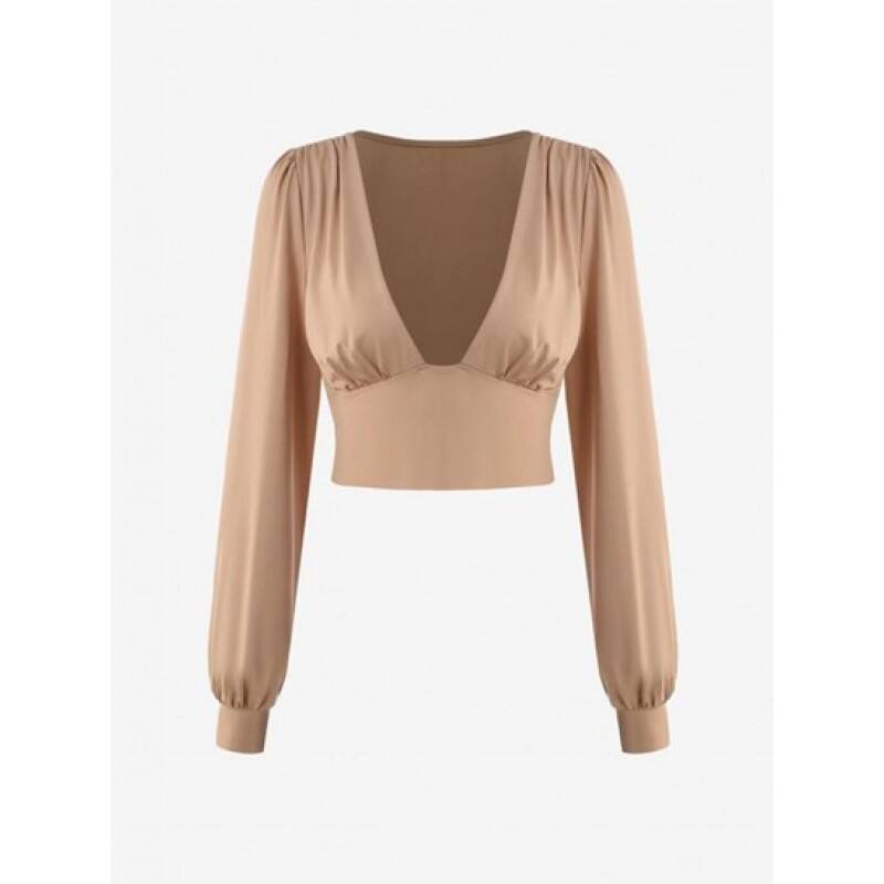 Plunging Wide Waistband Blouse ZD7979