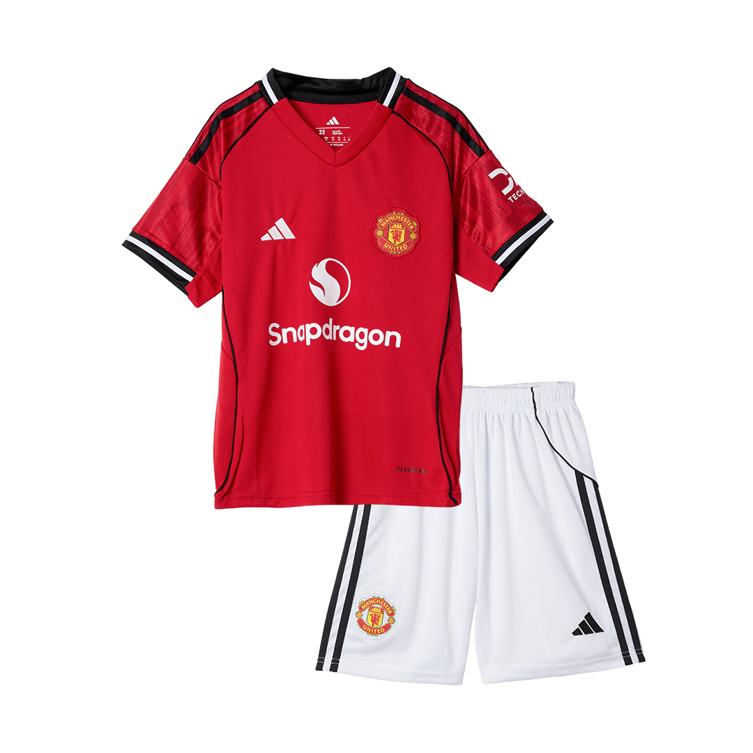 Manchester United Home Kids Soccer Jerseys Kit 2025/26