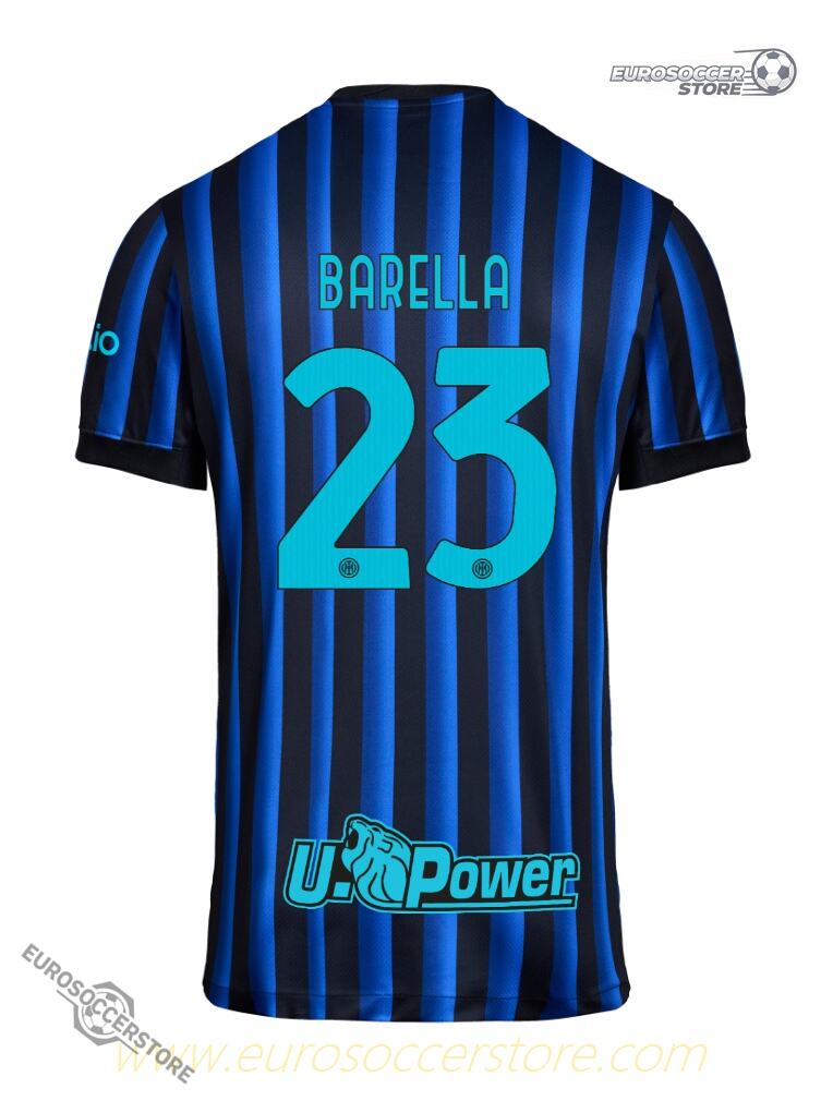 Inter Milan's 25-26 Home Jersey featuring BARELLA 23