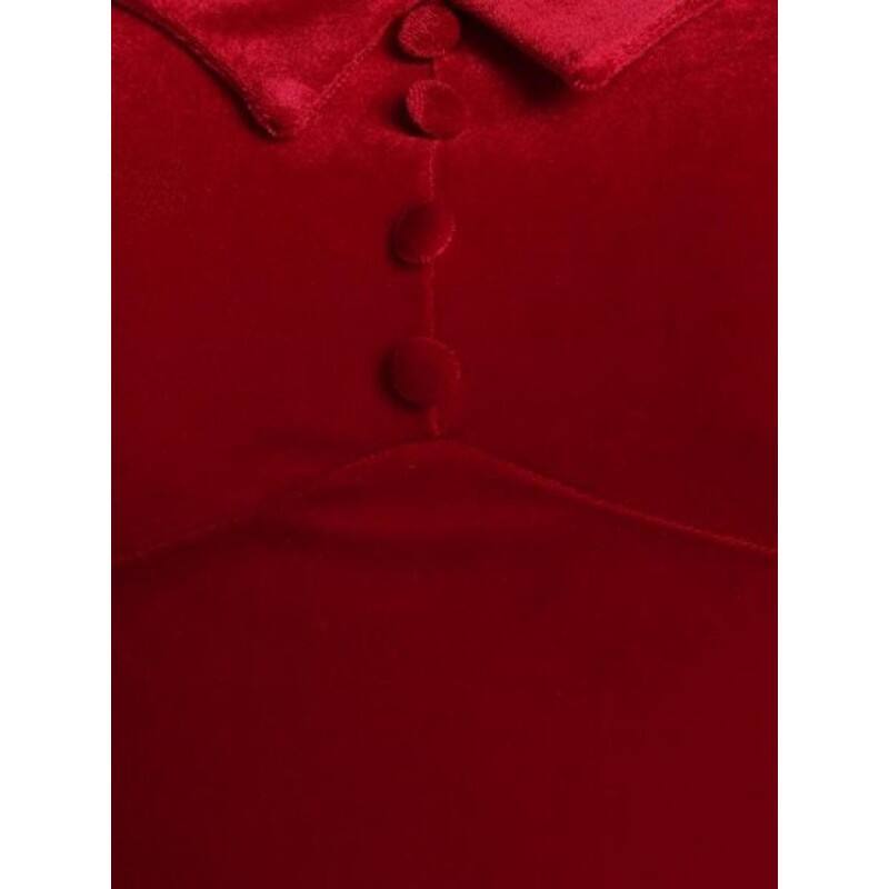 Velour Puff Sleeve Mock Button T Shirt DV0883