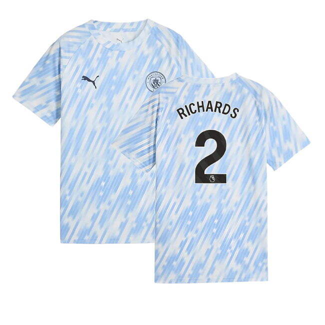 2025-2026 Man City Warm Up Jersey (Silver Sky) - Kids (Richards 2)