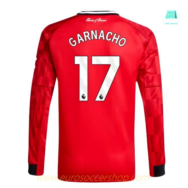 2025-2026 Man Utd Long Sleeve Home Shirt (Kids) (Garnacho 17)