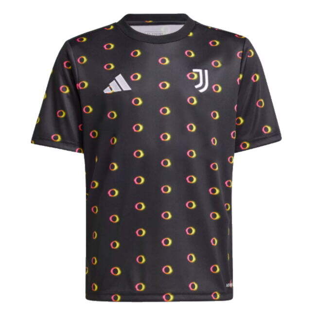 2024-2025 Juventus Pre-Match Shirt (Black) - Kids (Ronaldo 7)