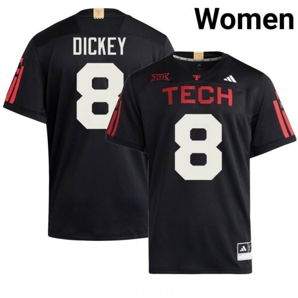 Texas Tech Red Raiders #8 Cameron Dickey Women Stitch Jerseys - Black