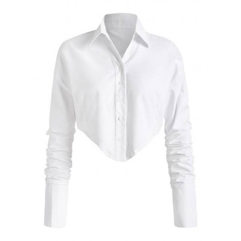 Ruched Sleeve Corset-style Solid Shirt HX5980