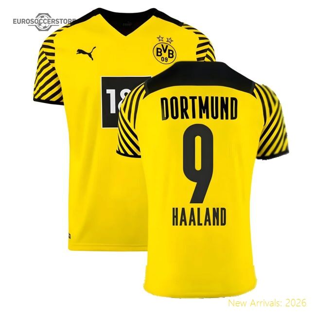 High-quality 2021-2022 Borussia Dortmund Home Shirt (kids) (haaland 9)