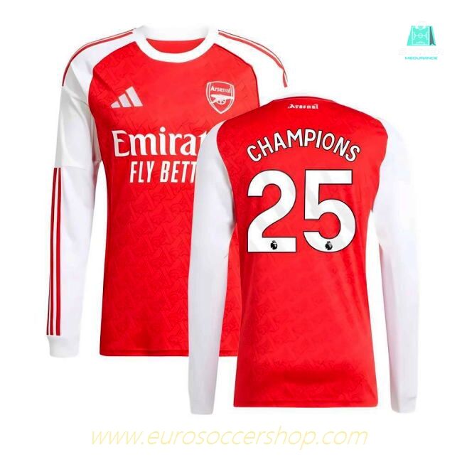 2025-2026 Arsenal Long Sleeve Home Shirt (Champions 25)