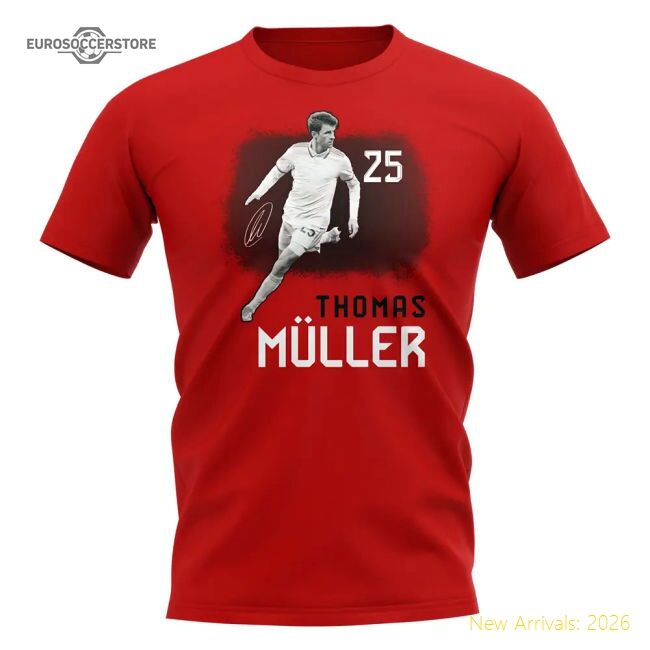 Outstanding Thomas Muller 25 Bayern Munich Signature T-shirt (red)
