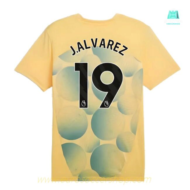 2024-2025 Man City Prematch SS Shirt (Flaxen) - Kids (J.Alvarez 19)