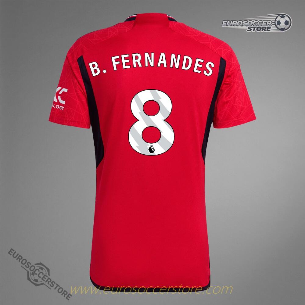 Manchester United's Home Jersey for the 23-24 season, featuring B. FERNANDES with the number 8.