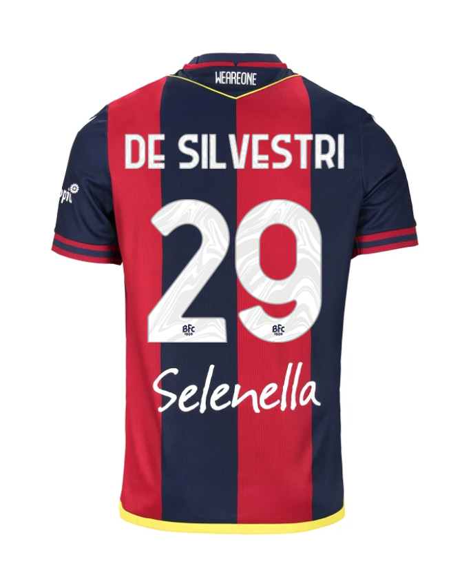 Bologna's 24-25 Home Jersey, featuring DE SILVESTRI with the number 29