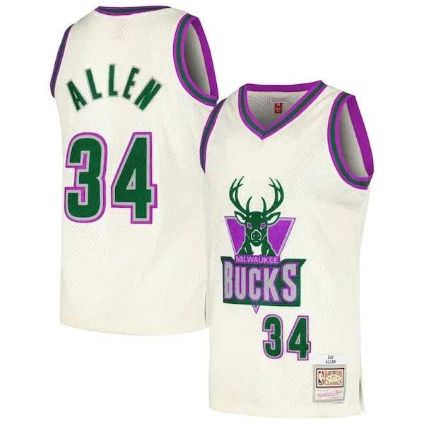 Top-Grade Ray Allen MIL Basketball Jersey - Team Colors - Fan Favorite