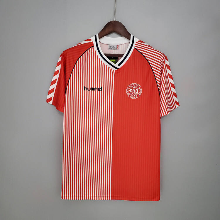 Denmark Retro Soccer Shirt 1986 Red Soccer Jersey - Official Replica