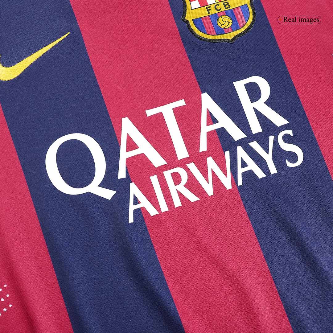 Retro MESSI #10 2014/15 Barcelona Home Long Sleeve Soccer JerseyAuthen