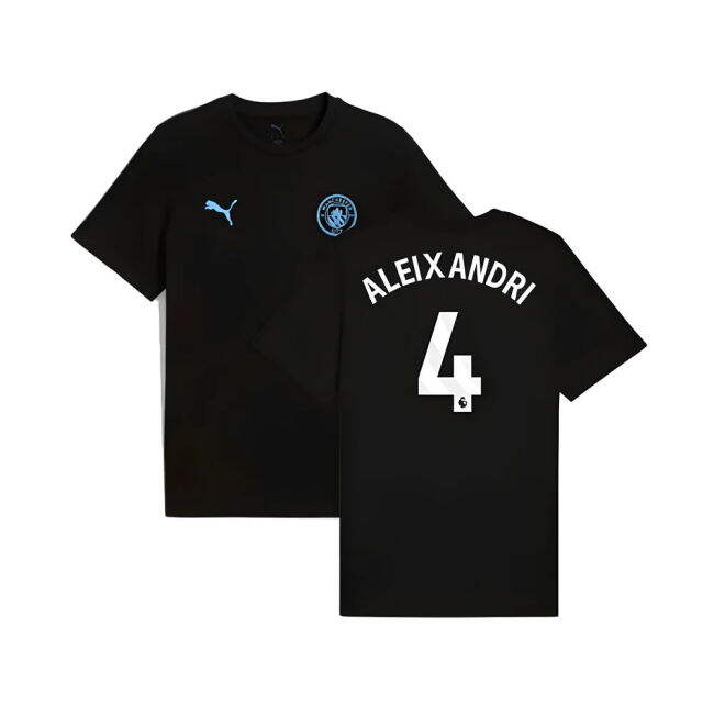 2025-2026 Man City FtblESS Tee (Black) (Aleixandri 4)