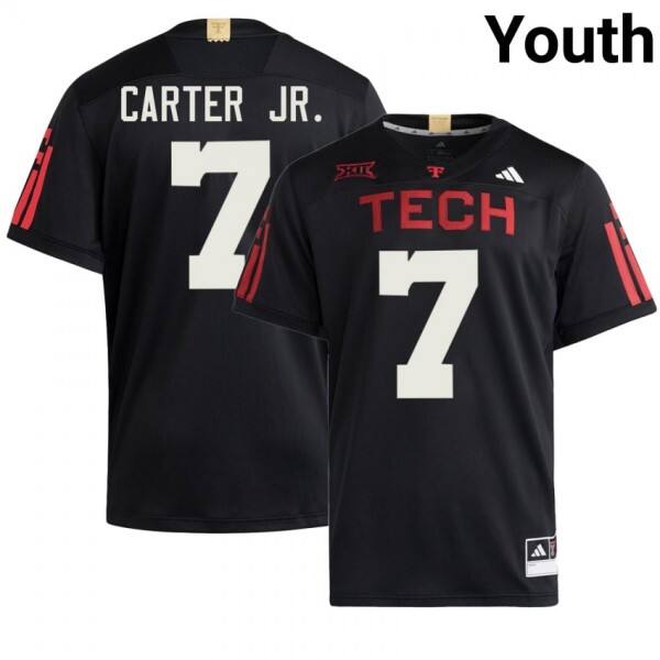 Texas Tech Red Raiders #7 Terrance Carter Jr. Youth Stitch Jersey - Black