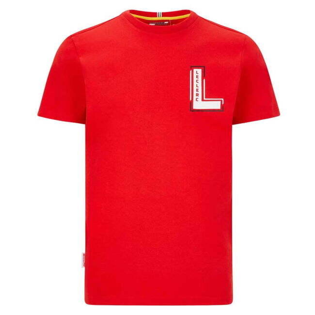 Retro Ferrari Charles Leclerc Driver Tee (Red) for Supporter Gear
