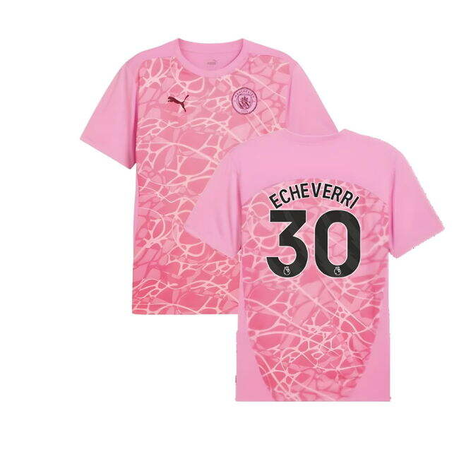 2024-2025 Man City Pre-Match Shirt (Pink) (Echeverri 30)