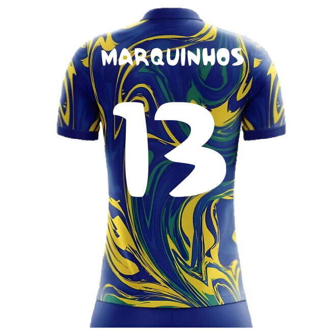 Marquinhos 13 Match Quality Brazil 2025-2026 Away Uniform (Kids) (2)