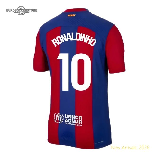 Barcelona Ronaldinho Authentic Home Jersey Spanish Advanced Textile