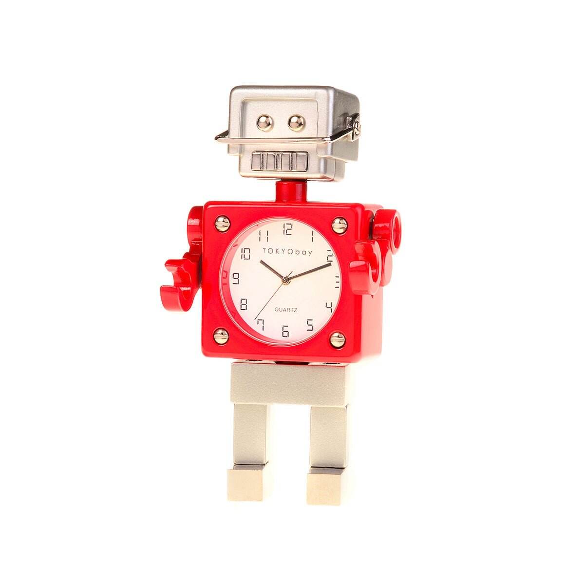 Football Robot Clock - Red/Silver