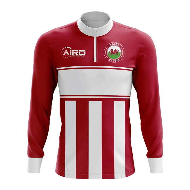 Quality Wales Concept Football Half Zip Midlayer Top (Red-White)