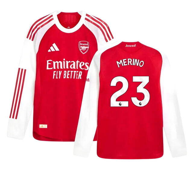 2025-2026 Arsenal Authentic Long Sleeve Home Jersey (Merino 23)