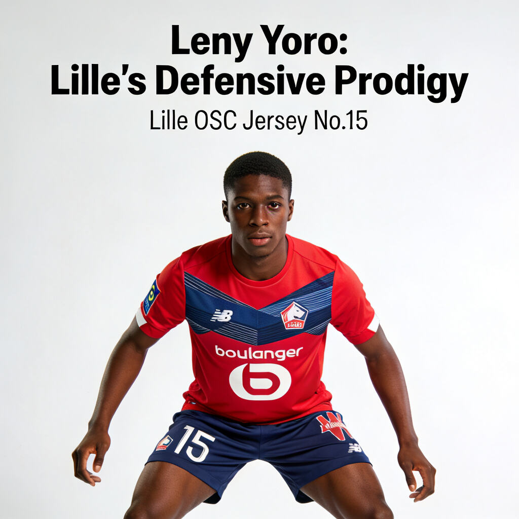 Leny Yoro Lille shirt, young defender soccer jersey, Ligue 1 defensive talent gear.