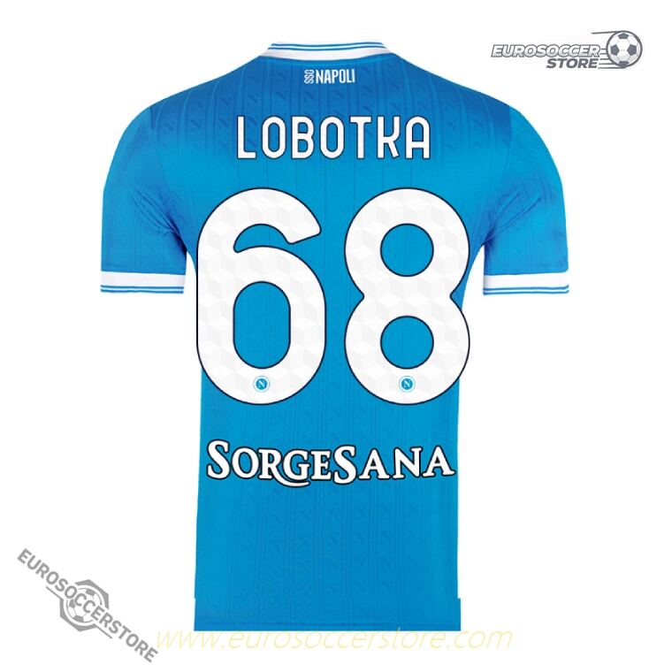 Napoli's 25-26 Home Jersey featuring LOBOTKA with the number 68