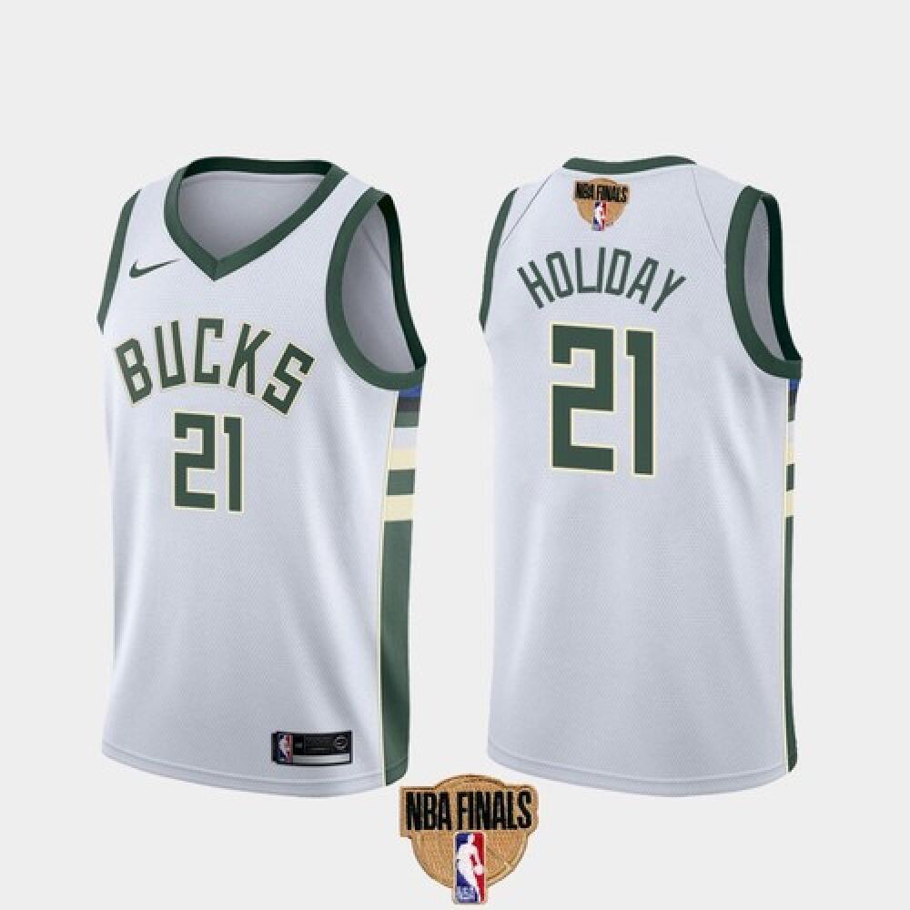 Performance Top-Grade Men's Bucks #21 Jrue White Basketball Jersey