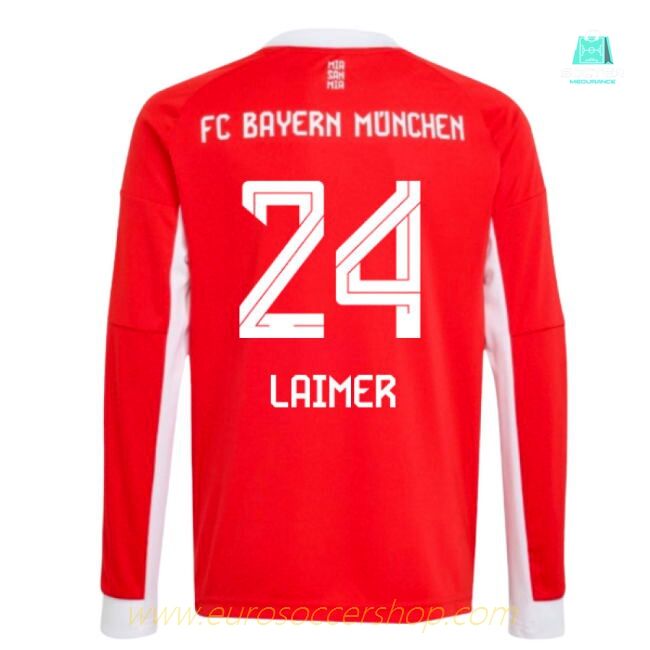 2025-2026 Bayern Munich Long Sleeve Home Shirt (Kids) (Laimer 24)