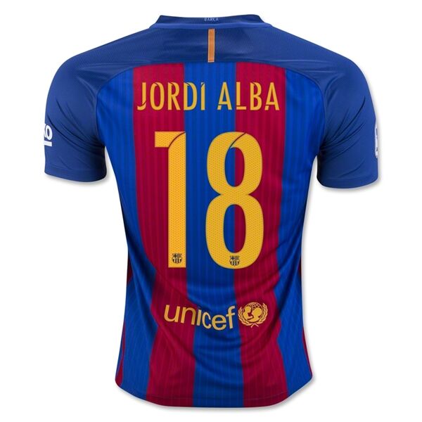 Barcelona 201617 Home JORDIA ALBA 18 Shirt - Official Replica 11945