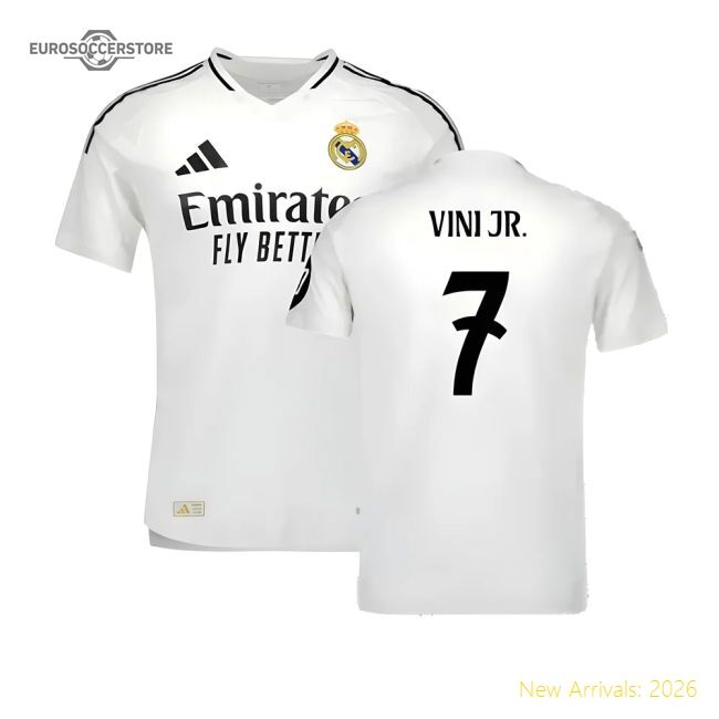 Top-grade 2024-2025 Real Madrid Authentic First Jersey (vini Jr 7)