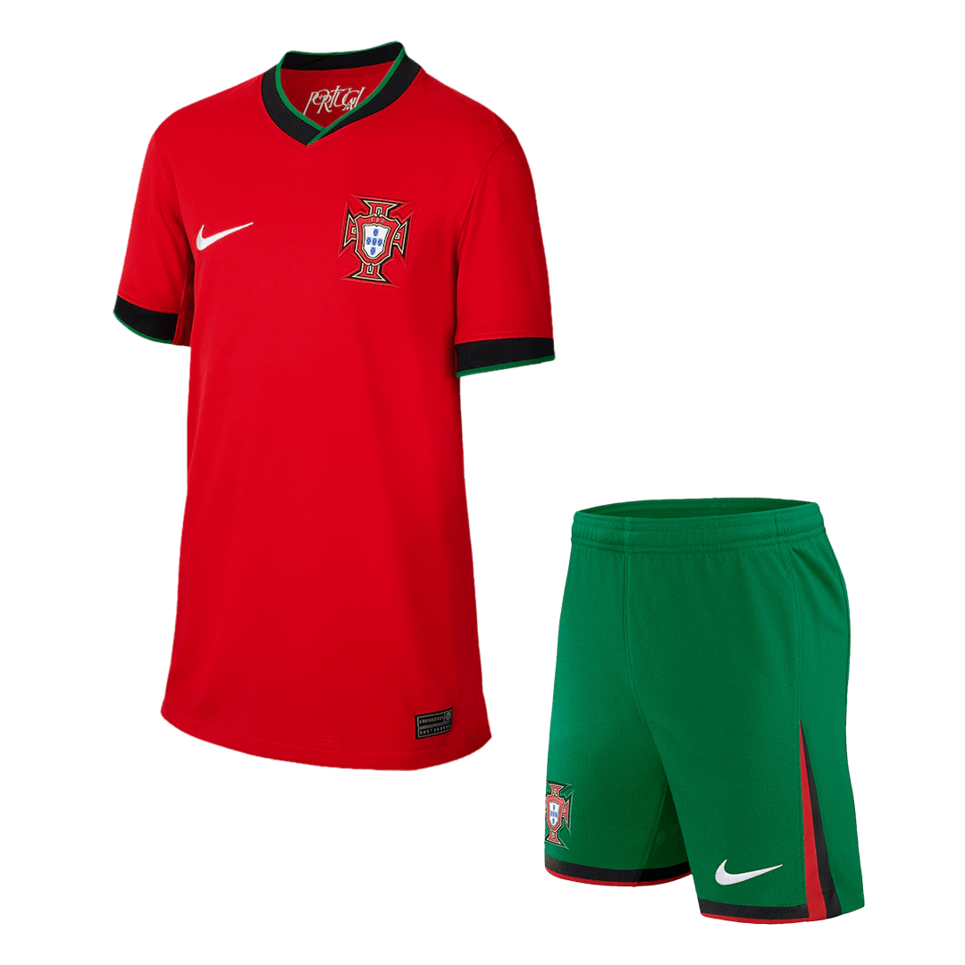 Kid's Portugal Home Jerseys Kit(Jersey+Shorts) Euro 2024 Authentic Kit
