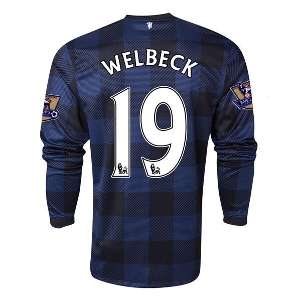 13-14 Manchester United 19 WELBECK Away Black Long Sleeve Jersey
