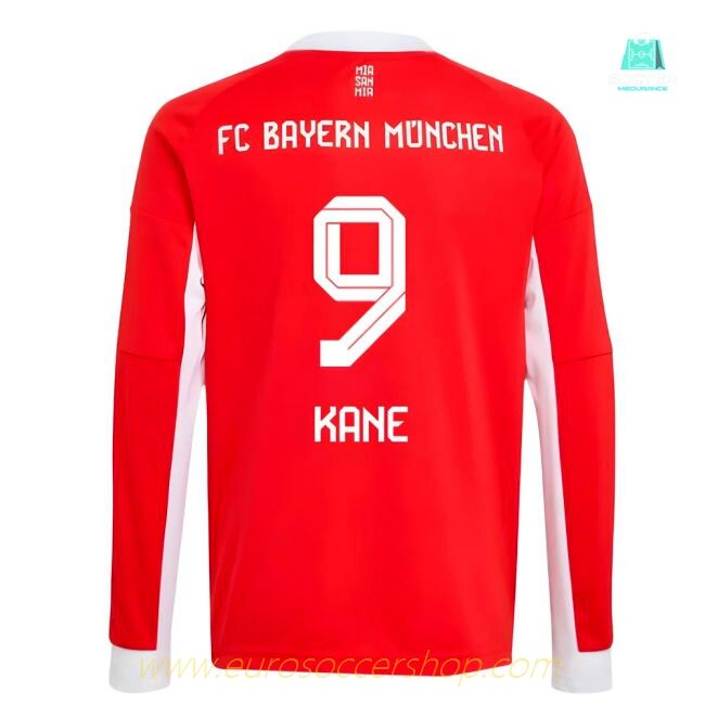 2025-2026 Bayern Munich Long Sleeve Home Shirt (Kids) (Kane 9)