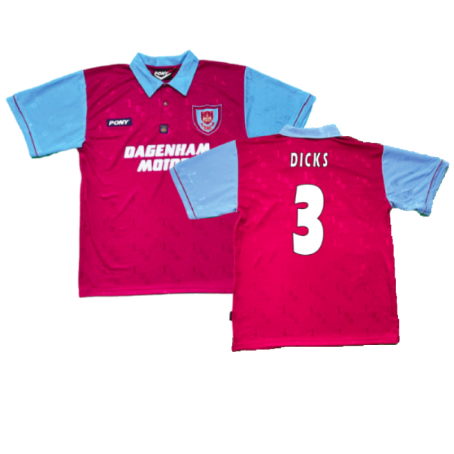 Match Jersey Durable Stitching 1995-1996 WHU Home Top-Tier Dicks #130