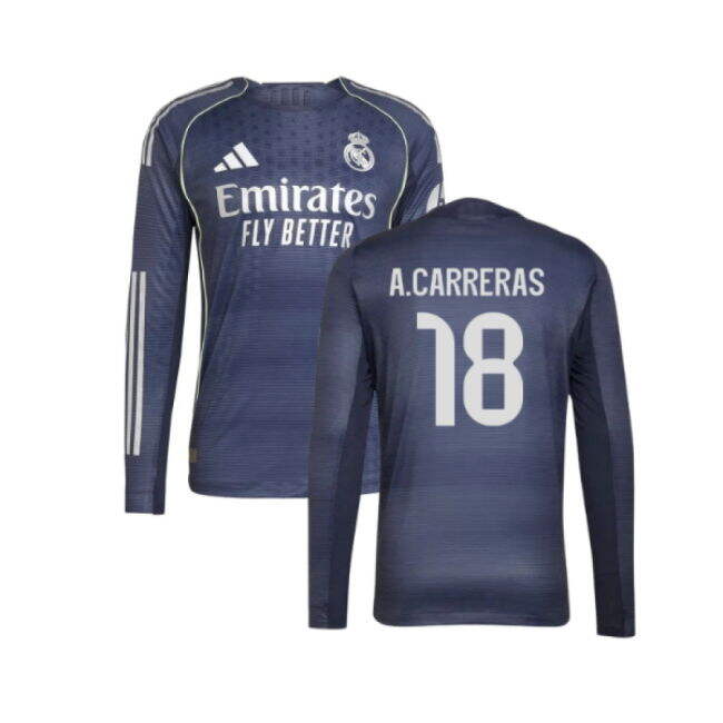 2025-2026 Real Madrid Long Sleeve Away Shirt (A.Carreras 18)