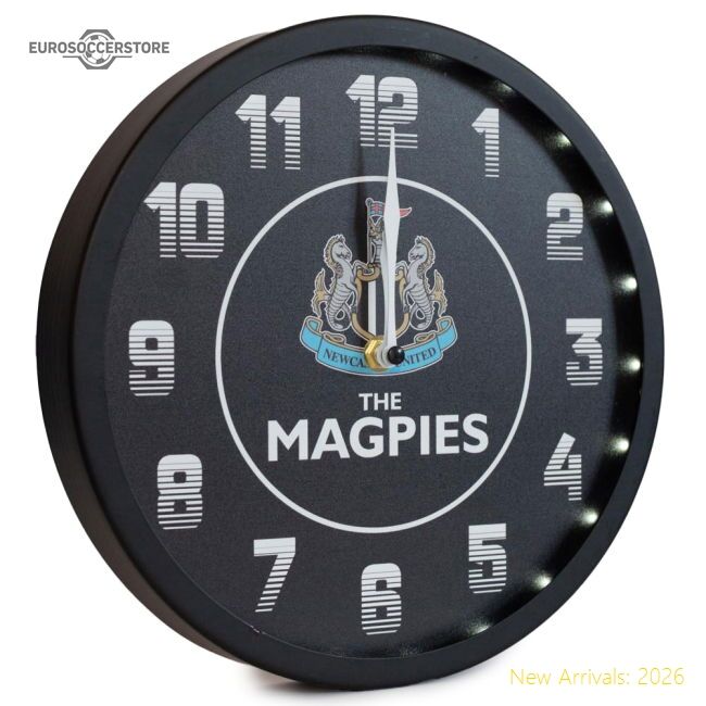 Authentic Newcastle United Fc Led Magpies Wall Clock - Premium