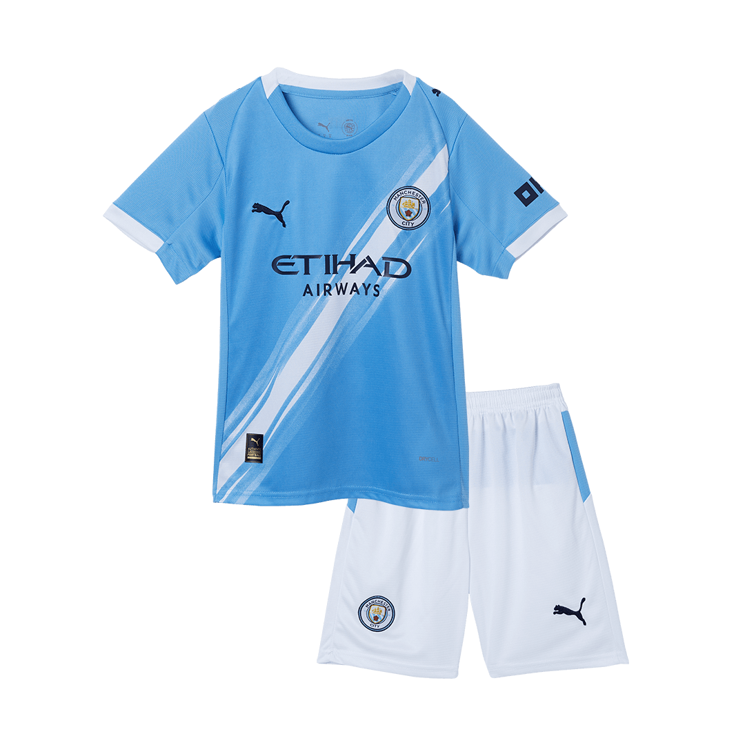 Manchester City Home Kids Soccer Jerseys Kit 2025/26